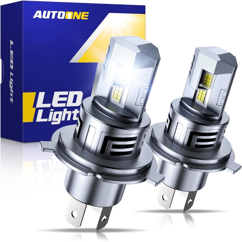 AUTOONE H4 LED Light Bulbs Upgraded 900% 50000LM Brightness 6500K White H4/9003/HB2 Hi Lo w/Cooling Fan for Halogen, 1:1 Size 99% Compatibility, Plug-N-Play, Longer Lifespan - Image 1